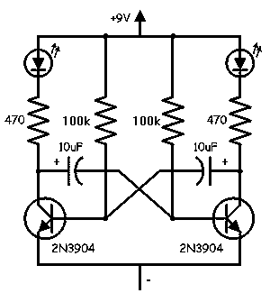 Transistor LED flasher diagram